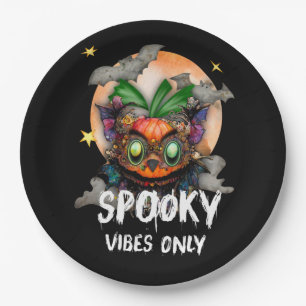 Nur Spooky Vibes, grauenhafter Halloween Pumpkin Pappteller