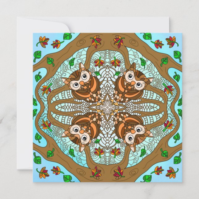 Nur Sprichwort Hi, Owl Mandala Handgezeichnete Kun Mitteilungskarte (Vorderseite)