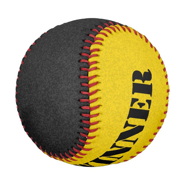 Nur Spritzer Farbe: schwarz und dunkelgelb Baseball (Schrägansicht)