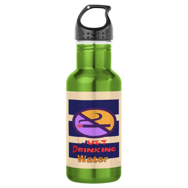 Nur Trinkwasser Grün  Edelstahlflasche (Vorderseite)