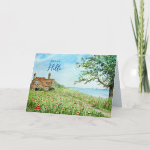 Nur um Hallo zu sagen Mohnfeld Aquarellmalerei Karte