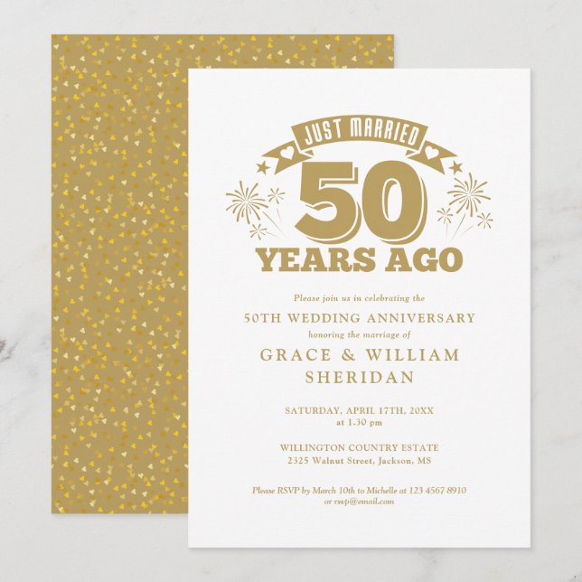 Nur verheiratet 50. Hochzeitstag Einladung (Vorne/Hinten)