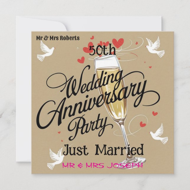 Nur verheiratet 50. Hochzeitstag Jahrestag Einladung (Vorderseite)