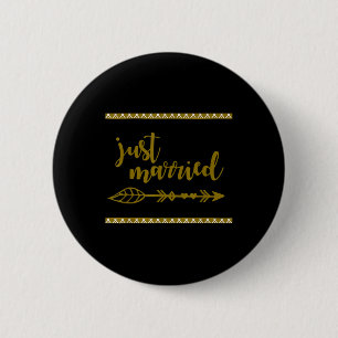 Nur verheiratet Arrow Tribal Bride Groom Honeymoon Button