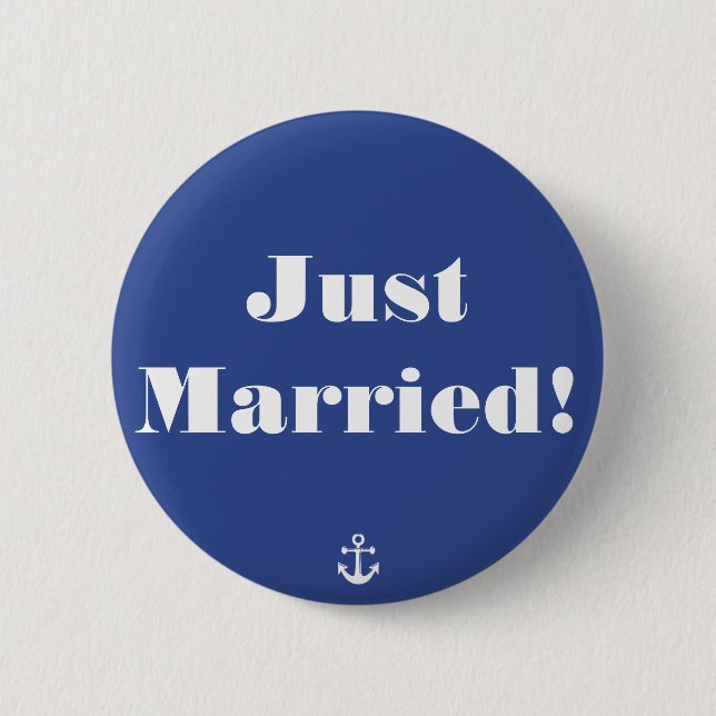 Nur verheiratet! Blue Nautical Wedding Buttons (Vorderseite)