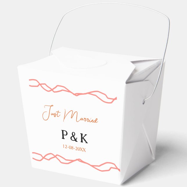 Nur verheiratet fügen Sie ein Paar Namen Datum rot Geschenkschachtel (Vorderseite)
