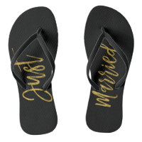 Nur verheiratet Gold Foil Brille Flip Flops