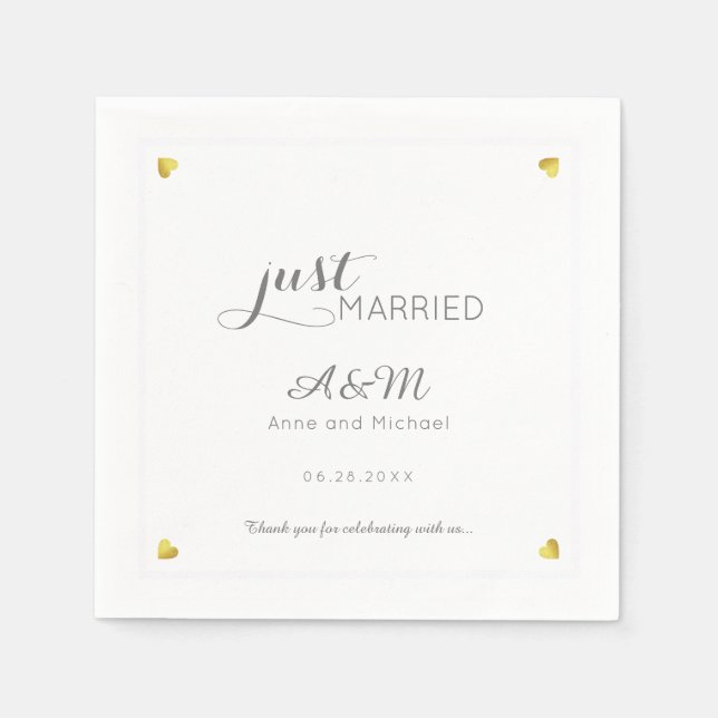 nur verheiratet. Hochzeitsempfang Serviette (Vorderseite)