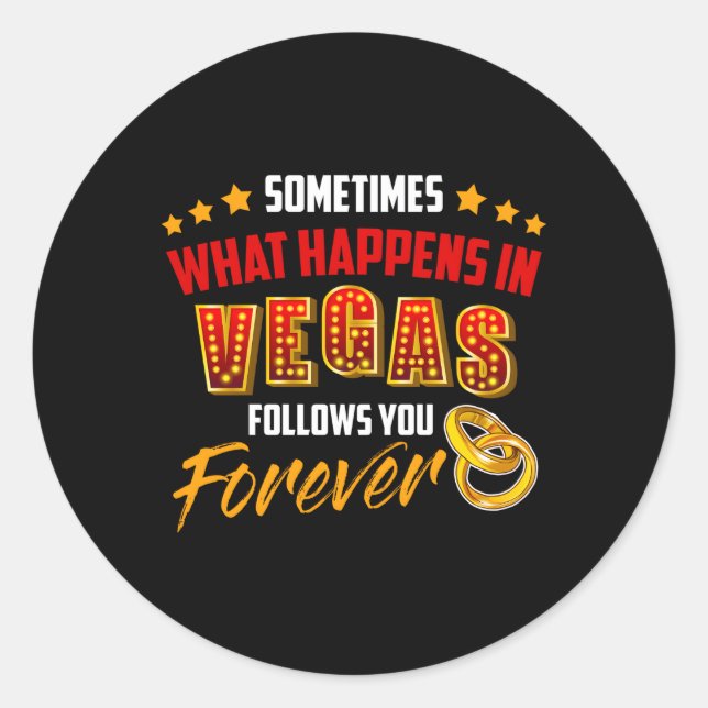 Nur verheiratet in Las Vegas Hochzeit Runder Aufkleber (Vorderseite)