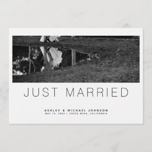 Nur verheiratet Minimalistische Foto Hochzeit Ankü Einladung