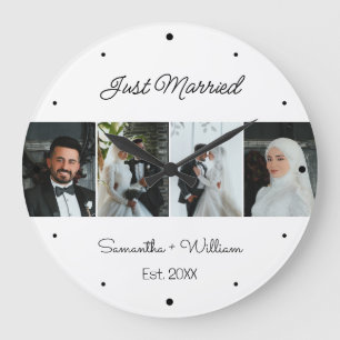 Nur verheiratet mit Individuellen Namen und Fotos Große Wanduhr