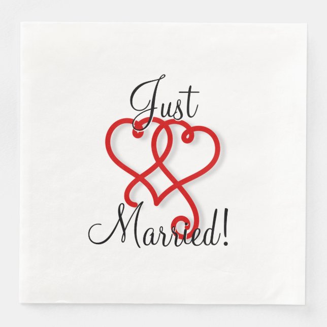 Nur verheiratet mit verlinkten Wirbel Hearts Serviette (Vorderseite)