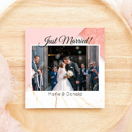 Nur verheiratet Moderne Rosa und Gold Glitzer Marm Feiertagskarte