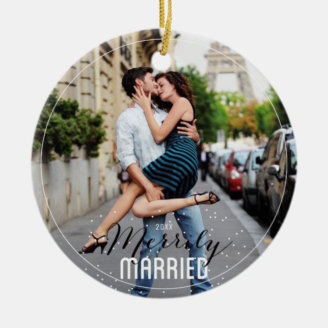 Nur Verheiratet Mr. & Mrs. First Verheiratet Chris Keramik Ornament (Vorne)