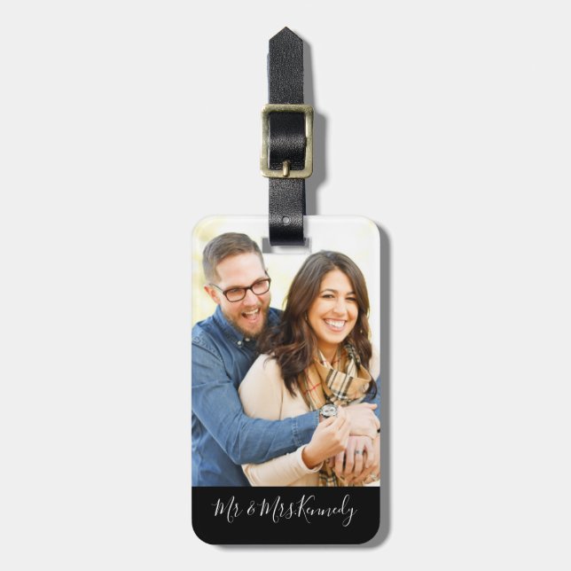 Nur verheiratet Mr. und Mrs. Foto Gepäckanhänger (Vorderseite vertikal)