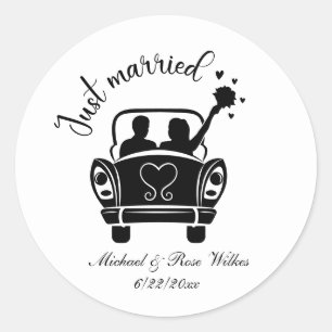 Nur verheiratet Name Datum Hochzeit hinzufügen Runder Aufkleber
