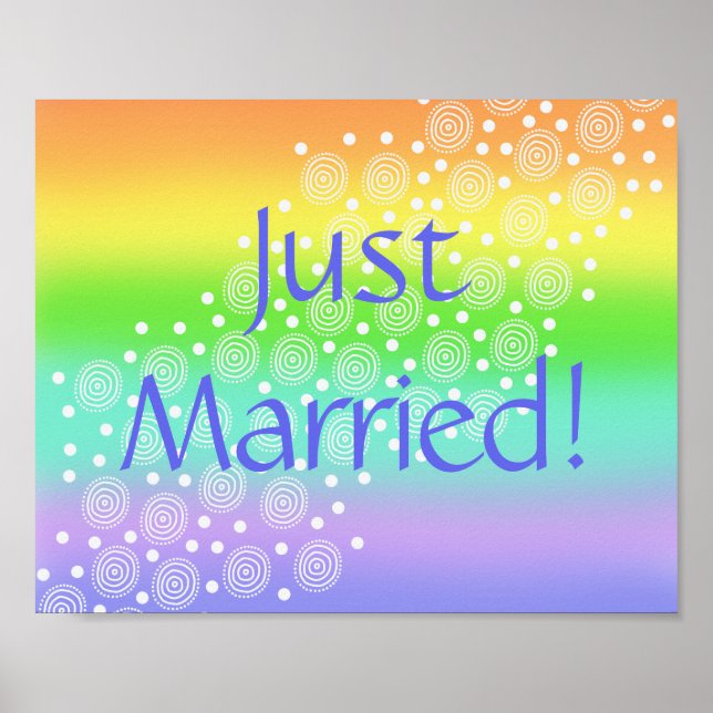 Nur verheiratet! Rainbow Wedding Car Sign Poster (Vorne)