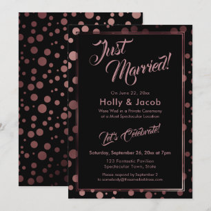 Nur verheiratet! Rose Gold Confetti Blasen auf sch Einladung