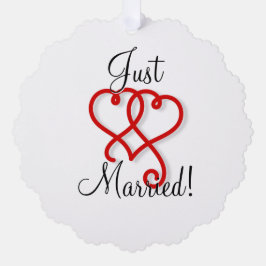 Nur verheiratet Rot und Wirble Schwarze Herzen Ornament Karte