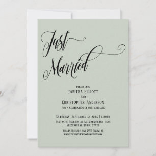 Nur verheiratet Skript, Light Sage Green Einladung