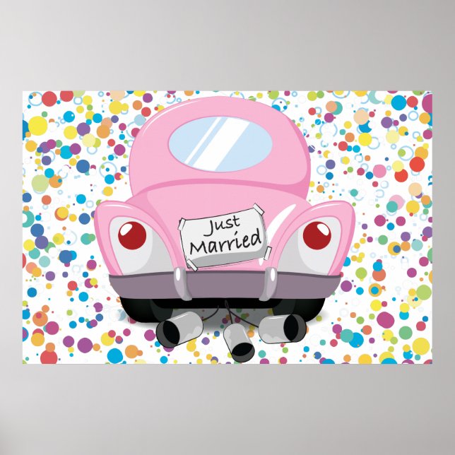 nur+verheiratet,verheiratet+Auto,Cartoon+Ehe+Auto, Poster (Vorne)