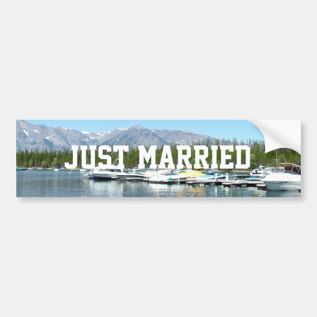 Nur verheiratet wilde Natur Grand Teton Autoaufkleber (Vorne)