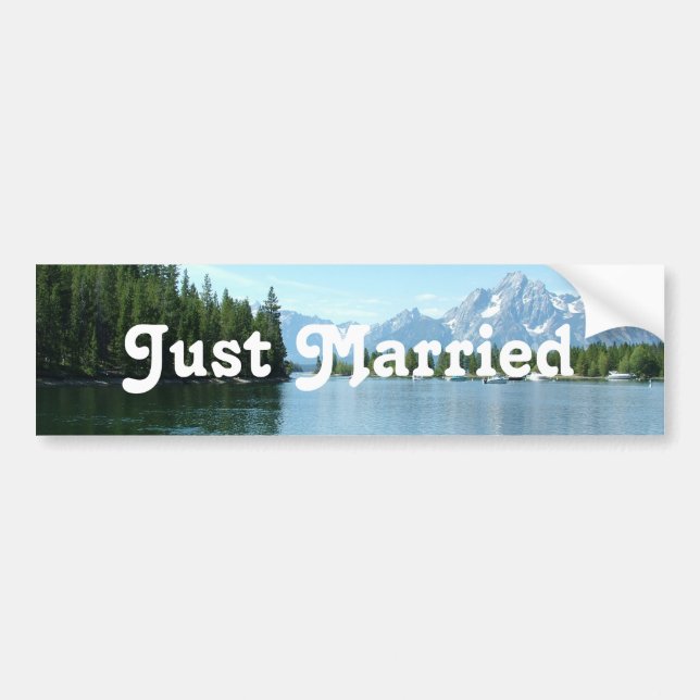 Nur verheiratet wilde Natur Grand Teton Autoaufkleber (Vorne)