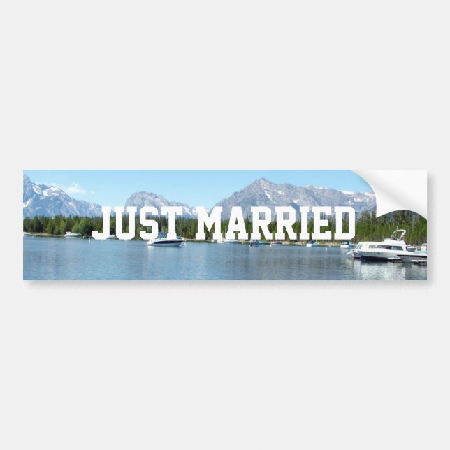 Nur verheiratet wilde Natur Grand Teton Autoaufkleber (Vorne)