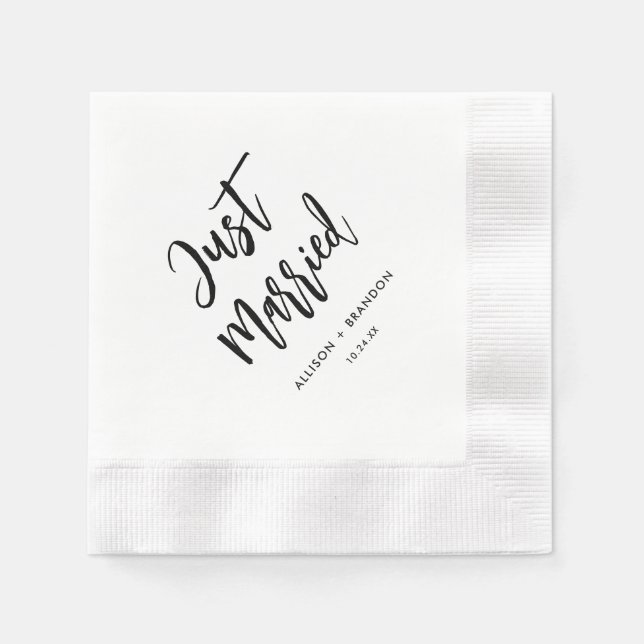 Nur verheiratete Hochzeitsempfang Bar Serviette (Vorderseite)