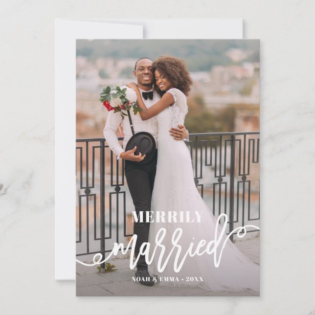 Nur Verheirateter Hochzeitsurlaub Feiertagskarte (Vorderseite)