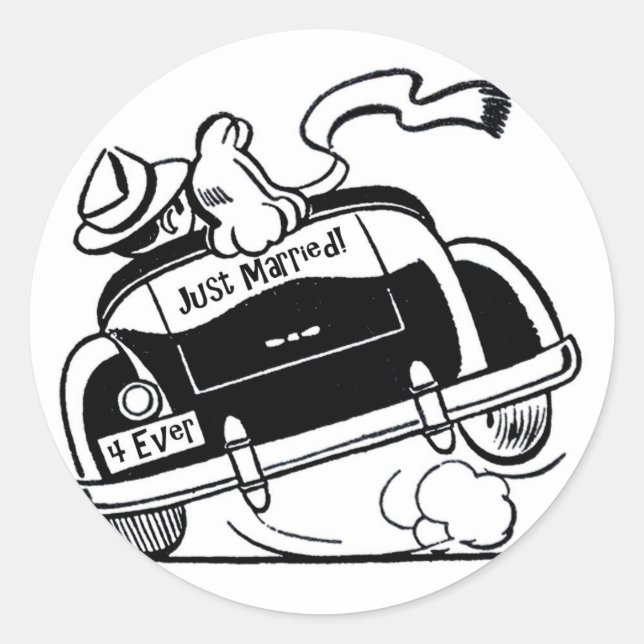 Nur verheiratetes Paar im Auto Runder Aufkleber (Vorderseite)
