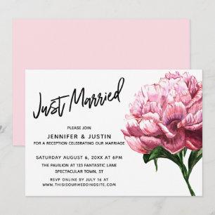 Nur verheiratetes Skript, Pink Watercolor Peony Bl Einladung