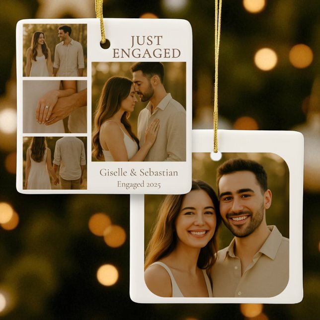 Nur Verlobt Foto Verlobung Collage Weihnachten Keramikornament (Von Creator hochgeladen)