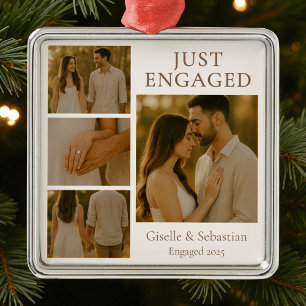 Nur Verlobt Foto Verlobung Collage Weihnachten Ornament Aus Metall