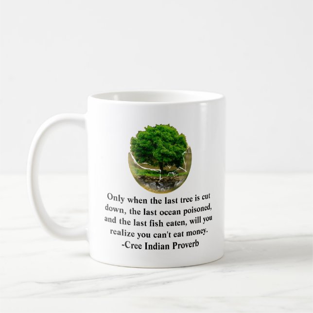 Nur wenn der letzte Baum gefällt wird.......... Kaffeetasse (Links)