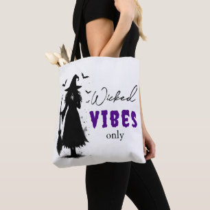 "Nur Wicked Vibes" - Halloween Black Hexe - Tasche