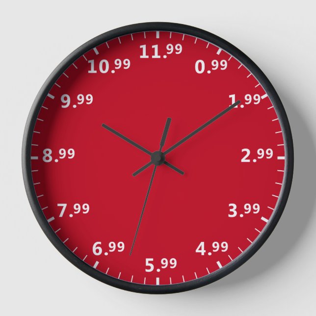 Nur X 99 Cent Uhr - Fun Funny Shopkeeper Clock (Vorderseite)