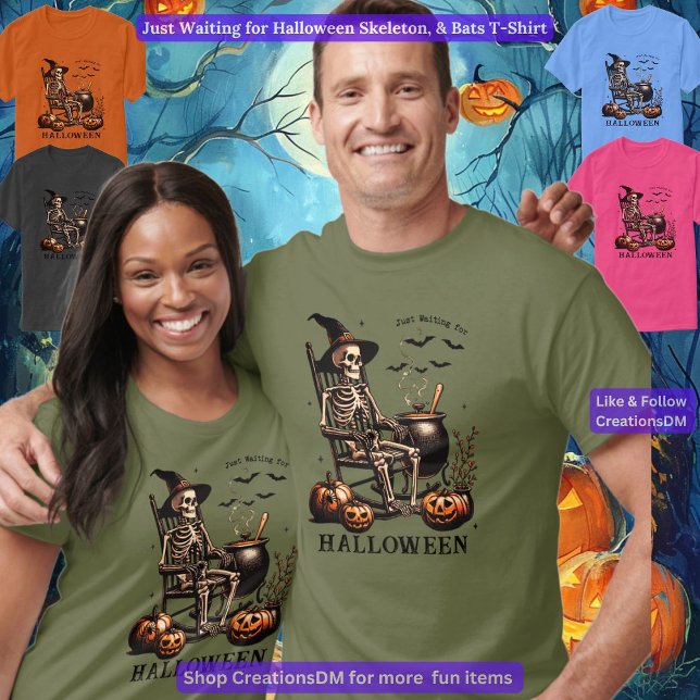 Nur zu Halloween Skeleton & Bats Gewartet T-Shirt (Von Creator hochgeladen)