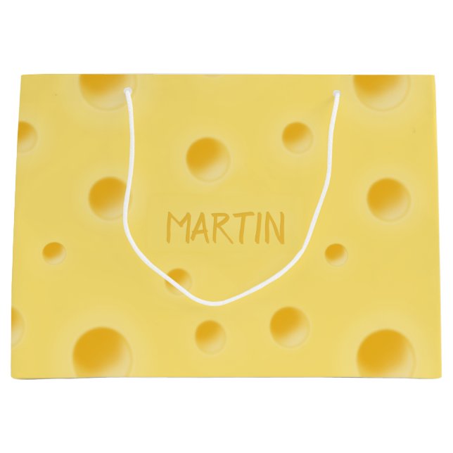 Nur zu zaghaft! Personalisierter Schweizer Käse Gr Große Geschenktüte (Vorderseite)