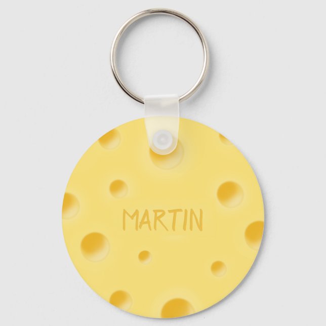 Nur zu zaghaft! Personalisierter Schweizer Käse Schlüsselanhänger (Vorderseite)