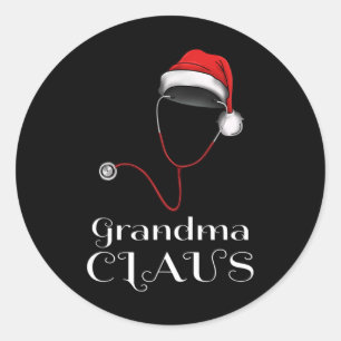 NurChristmas Oma Claus Matching Pajama Sant Runder Aufkleber