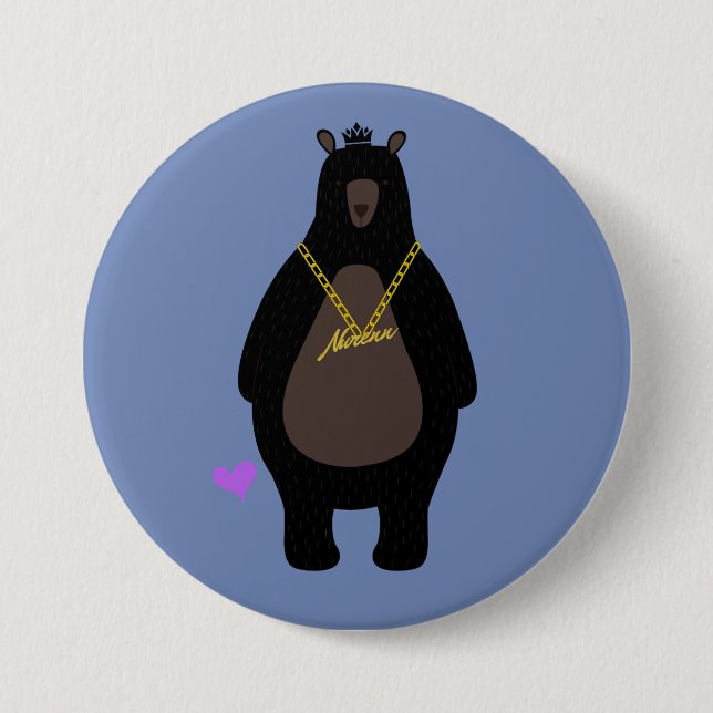 NurenN Black Bear Blue Button (Vorderseite)