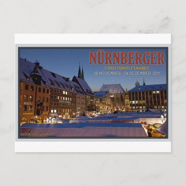 Nürnberg Christkindlesmarkt - Nacht Postkarte (Vorderseite)