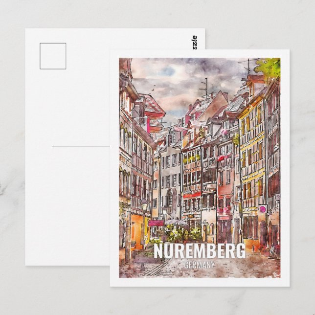 Nürnberg Deutschland Berühmter Reisplatz Wasserfar Postkarte (Vorne/Hinten)