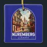 Nürnberg Deutschland Reisen Kunst Vintage Keramikornament<br><div class="desc">Nürnberger Retrovektor-Reisedesign. Beeindruckend,  aufregend,  bunt,  mächtig und tragisch: Nürnberg spiegelt die deutsche Geschichte seit dem Mittelalter wider.</div>