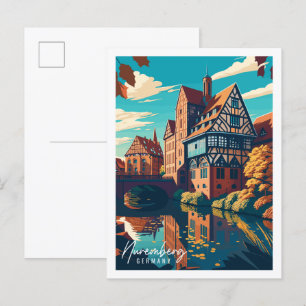 Nürnberg Deutschland vintage Reiseillustration Postkarte