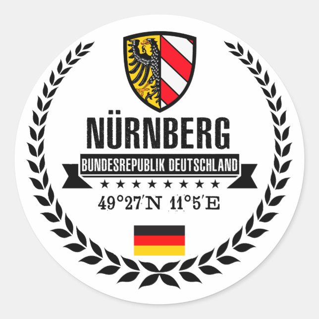 Nürnberg Runder Aufkleber (Vorderseite)