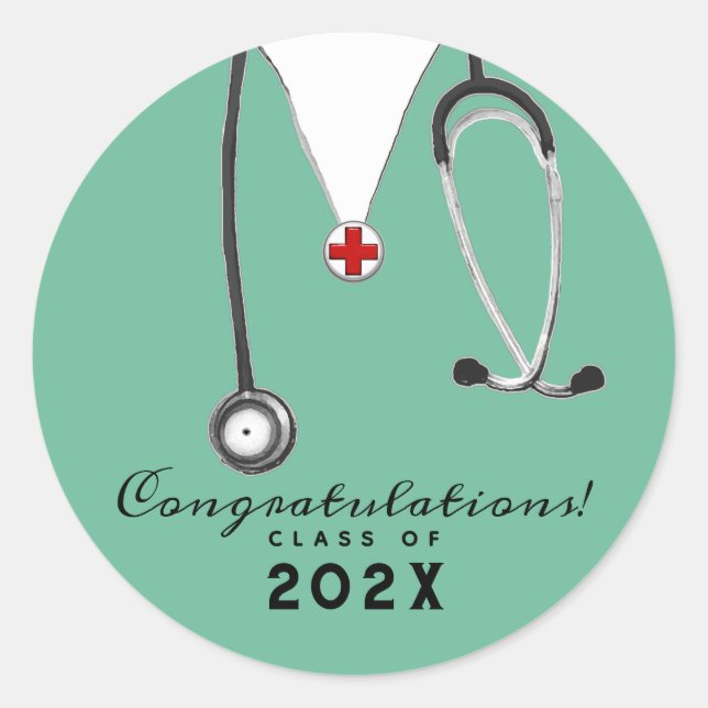 Nurse Abschluss Classic Round Aufkleber (Vorderseite)