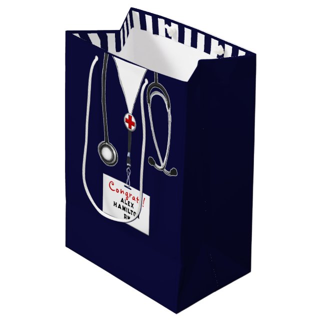Nurse Abschluss Mittlere Geschenktasche Geschenktüte (Vorderseite Schrägansicht)