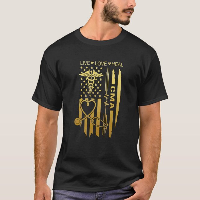 Nurse Abschluss Nurse Week Cma Nurse US Flag Cma T-Shirt (Vorderseite)
